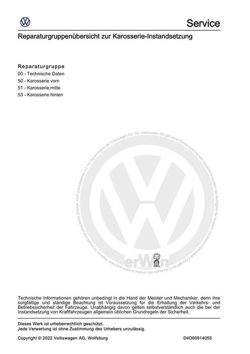 ID.5 (2021+) Reparaturanleitung Karosserie-Instandsetzung