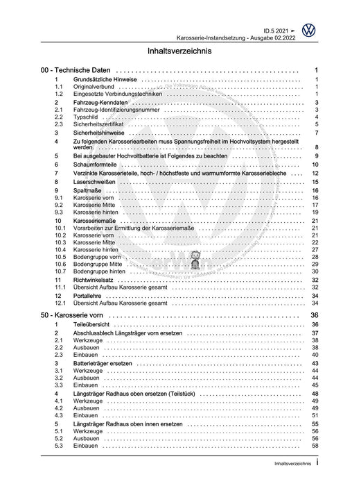 ID.5 (2021+) Reparaturanleitung Karosserie-Instandsetzung