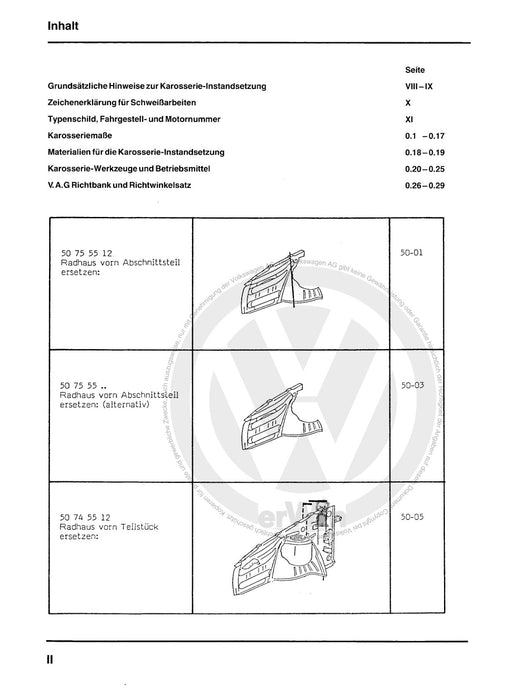 Jetta (1980 - 1988) Jetta Reparaturanleitung Karosserie-Instandsetzung