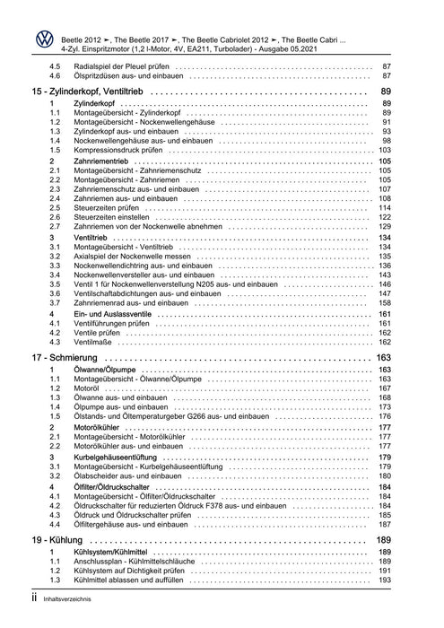 Beetle (2012+) NBL-NBC Reparaturanleitung 4-Zyl. Einspritzmotor (1,2 l-Motor, 4V, EA211, Turbolader)