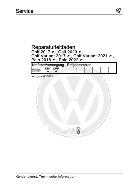 Golf VIII (2020+)+Golf-Variant-Sportsvan Reparaturanleitung Kraftstoffversorgung - Erdgasmotoren