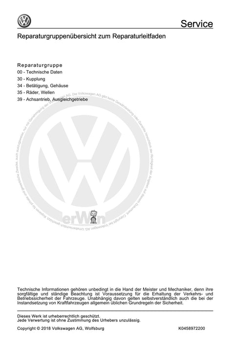 EOS (2006+) Reparaturanleitung 6 Gang-Doppelkupplungsgetriebe 02E