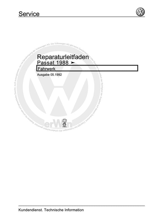 Passat (1988 - 1994) Passat-Passat Variant Reparaturanleitung Fahrwerk