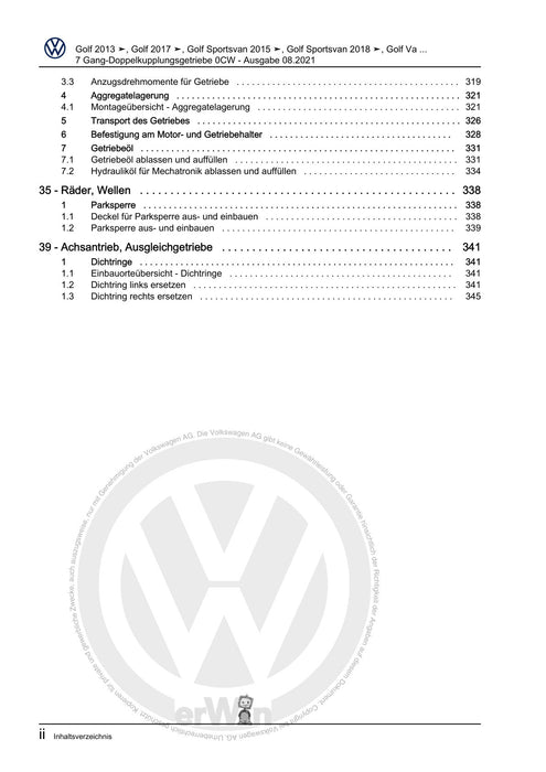 Passat (2019+) Reparaturanleitung 7 Gang-Doppelkupplungsgetriebe 0CW