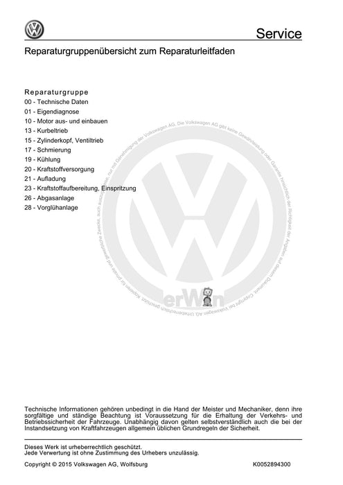 Transporter (1991 - 1996) Reparaturanleitung 5-Zyl. Dieselmotor (Verteilereinspritzpumpe)