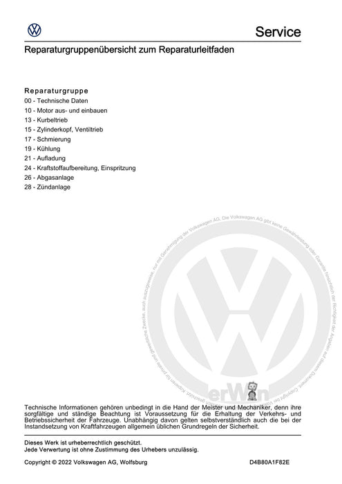 Golf VIII (2020+)+Golf-Variant-Sportsvan Reparaturanleitung 3-Zyl. Direkteinspritzer (1,0l, 4V, TSI, EA211 evo)