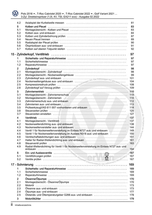 Golf VIII (2020+)+Golf-Variant-Sportsvan Reparaturanleitung 3-Zyl. Direkteinspritzer (1,0l, 4V, TSI, EA211 evo)