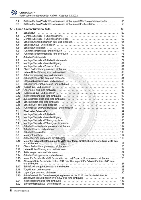 Crafter (2006 - 2016) Reparaturanleitung Karosserie-Montagearbeiten Außen