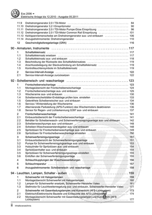 EOS (2006+) Reparaturanleitung Elektrische Anlage bis 12.2010