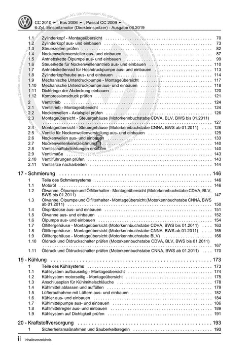 Passat CC (2009) Reparaturanleitung 6-Zyl. Einspritzmotor (Direkteinspritzer)