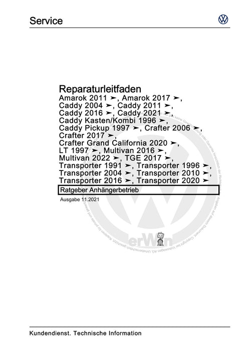 Amarok (2011+) Reparaturanleitung Ratgeber Anhängerbetrieb