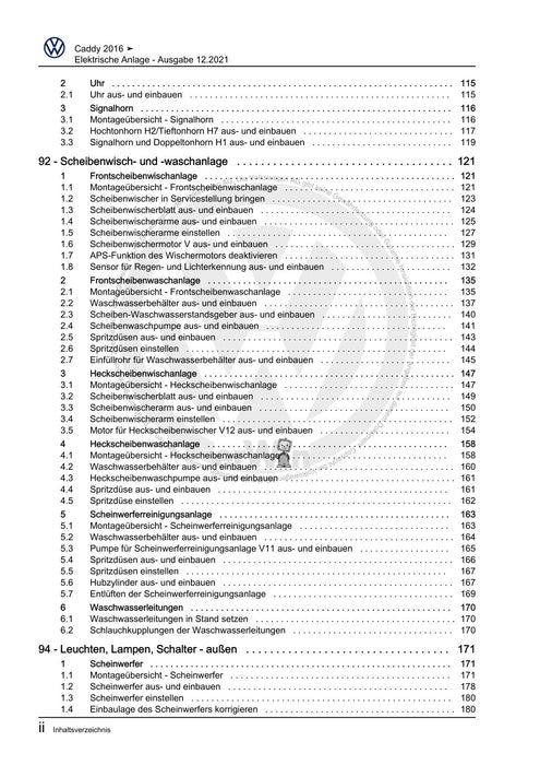 Caddy (2016 - 2020 ) Reparaturanleitung Elektrische Anlage