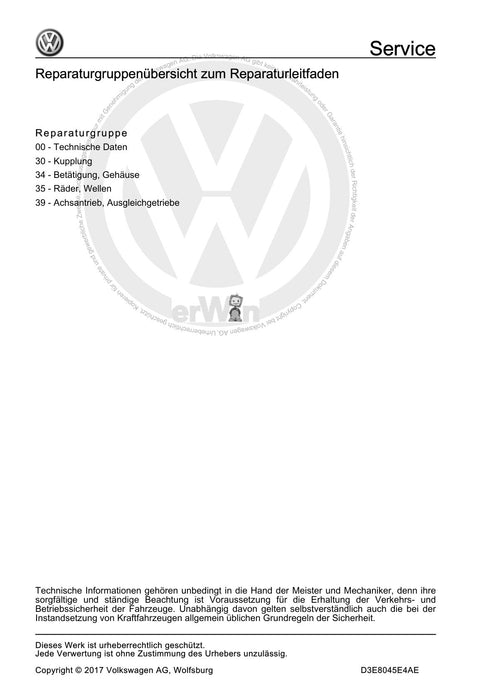 Passat CC (2009) Reparaturanleitung 6 Gang-Schaltgetriebe 02S