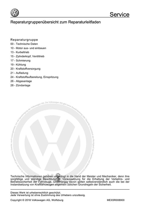 Golf V (2004 - 2007) Golf-Golf Variant-Golf Plus-Jetta Reparaturanleitung 4-Zyl. Einspritzmotor (2,0 l-Motor, Kettenantrieb)