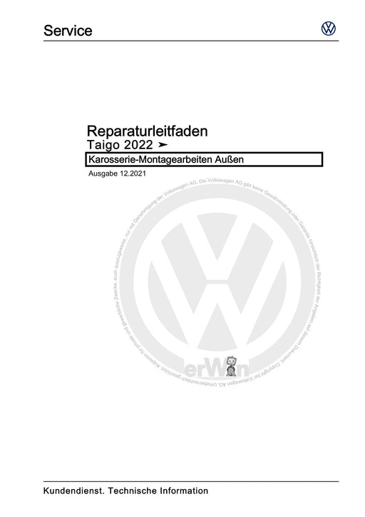 T-Cross (2019+) Reparaturanleitung Karosserie-Montagearbeiten Außen