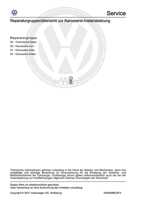 T-Cross (2019+) Reparaturanleitung Karosserie-Instandsetzung