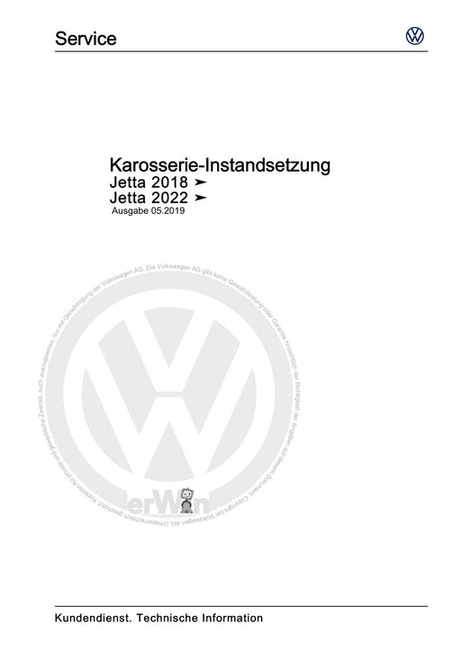 Jetta (2014+) Reparaturanleitung Karosserie-Instandsetzung