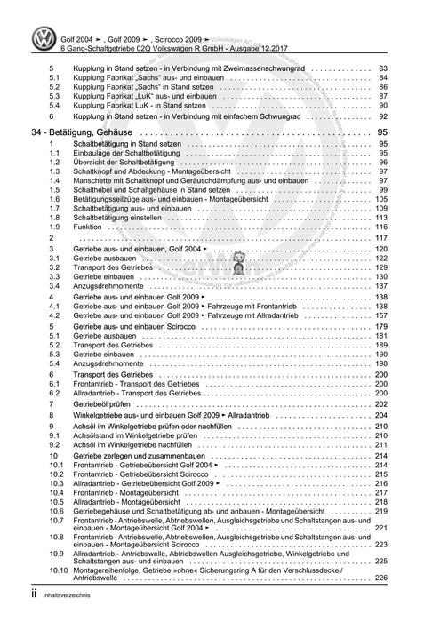 Golf V (2004 - 2007) Golf-Golf Variant-Golf Plus-Jetta Reparaturanleitung 6 Gang-Schaltgetriebe 02Q Volkswagen R GmbH