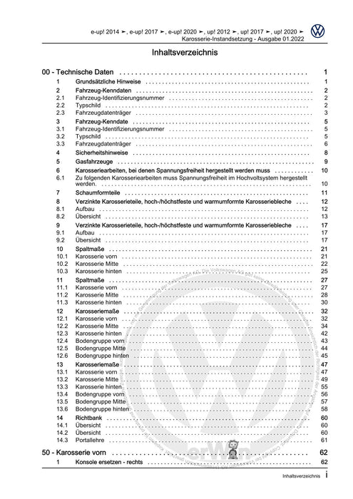 Up! (2012+) eUp! (2014+) Reparaturanleitung Karosserie-Instandsetzung