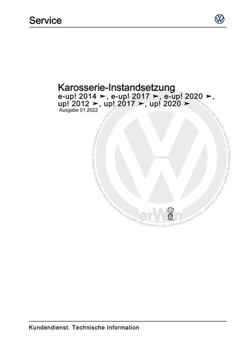Up! (2012+) eUp! (2014+) Reparaturanleitung Karosserie-Instandsetzung