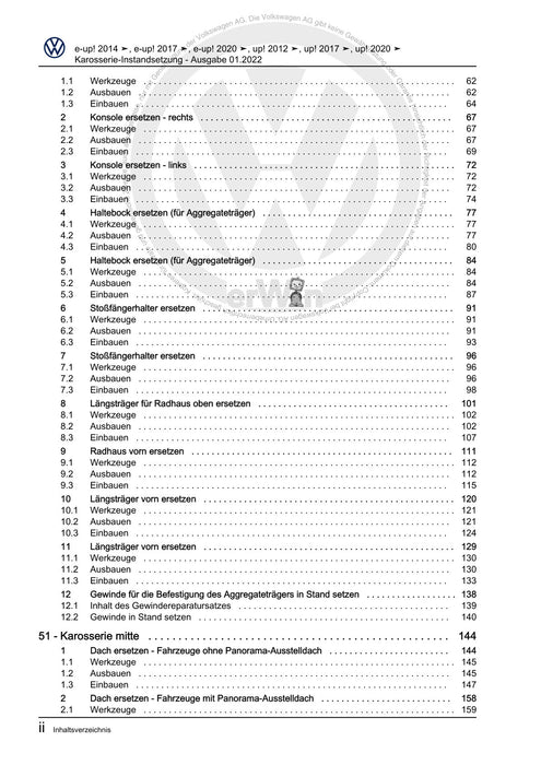 Up! (2012+) eUp! (2014+) Reparaturanleitung Karosserie-Instandsetzung