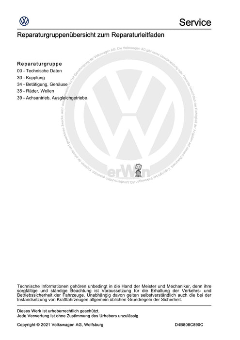 Jetta (2014+) Reparaturanleitung 6 Gang-Schaltgetriebe 02Q, 0BB