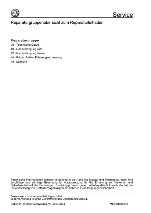 Golf V (2004 - 2007) Golf-Golf Variant-Golf Plus-Jetta Reparaturanleitung Fahrwerk, Achsen, Lenkung