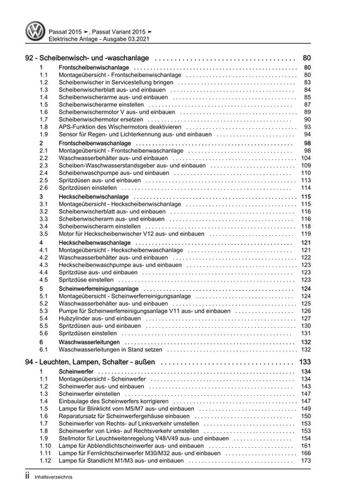 Passat (2011+) Passat-Passat Variant Reparaturanleitung Elektrische Anlage