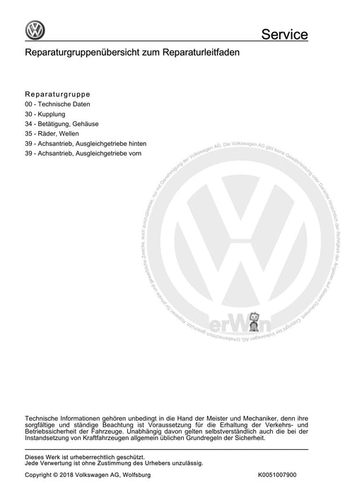 Bora (1999 - 2006) Bora-Bora Variant Reparaturanleitung 6 Gang-Schaltgetriebe 02M, 02Y Allradantrieb