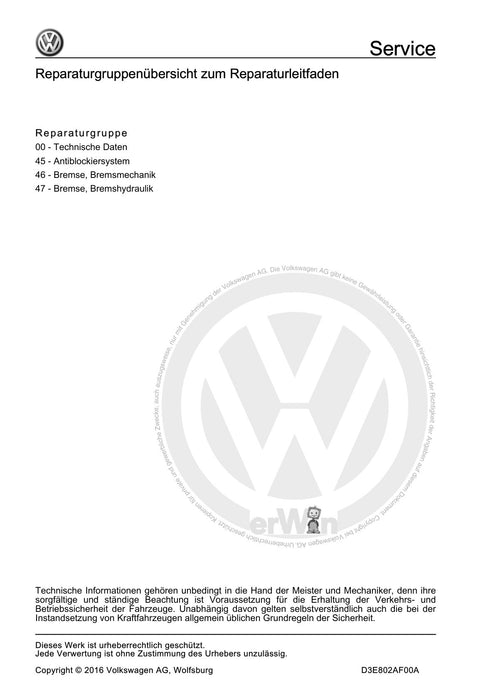 Jetta (1980 - 1988) Jetta Reparaturanleitung Bremsanlagen