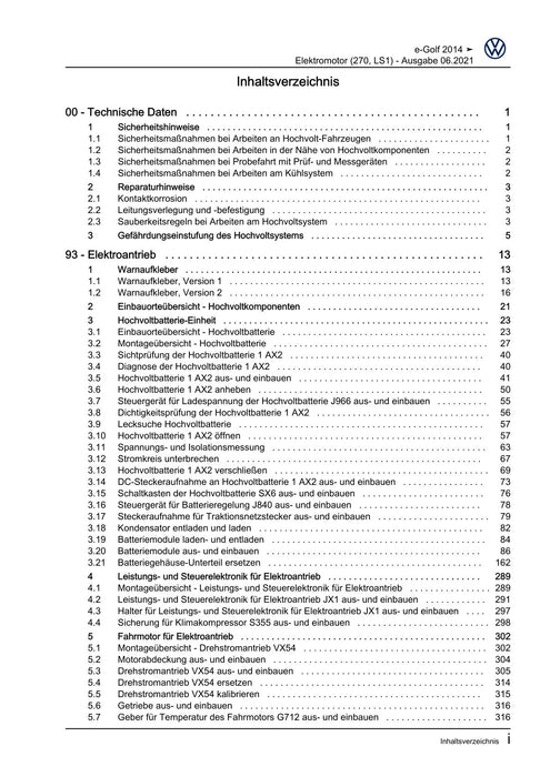 Golf VII (2013+2020)+Golf-Variant-Sportsvan Reparaturanleitung Elektromotor (270, LS1)
