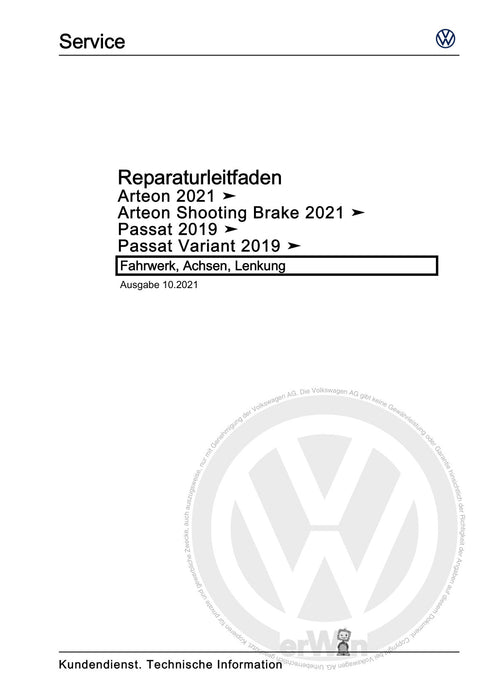 Passat (2019+) Reparaturanleitung Fahrwerk, Achsen, Lenkung