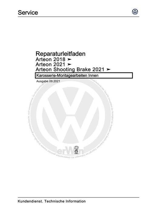 Arteon (2018 - 2020) Reparaturanleitung Karosserie-Montagearbeiten Innen