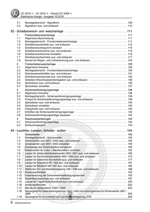 Passat CC (2009) Reparaturanleitung Elektrische Anlage