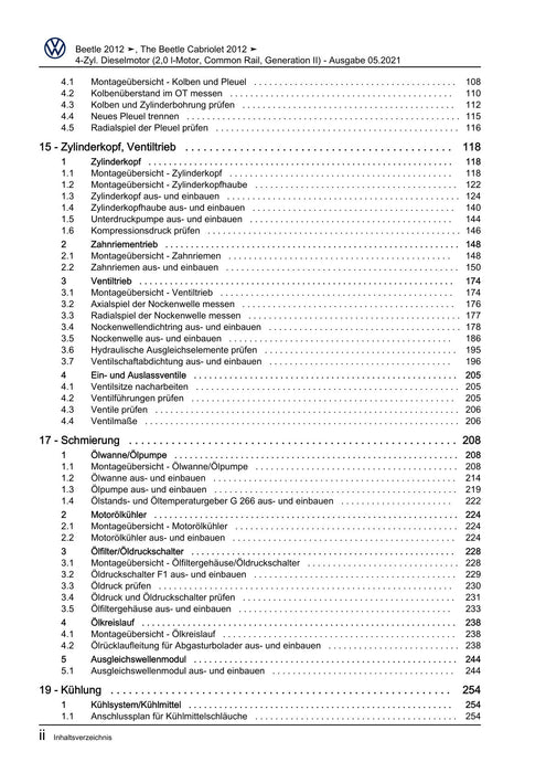 Beetle (2012+) NBL-NBC Reparaturanleitung 4-Zyl. Dieselmotor (2,0 l-Motor, Common Rail, Generation II)