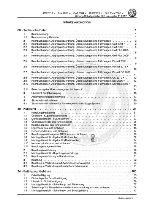 EOS (2006+) Reparaturanleitung 6 Gang-Schaltgetriebe 02S
