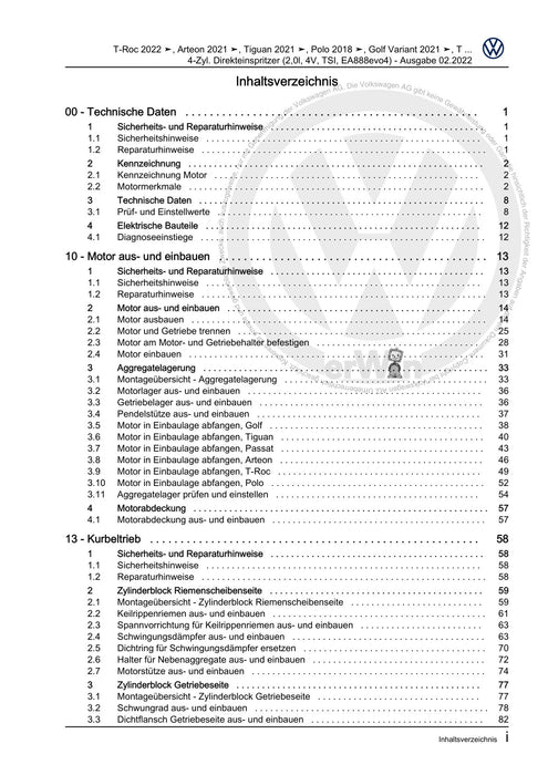 Golf VIII (2020+)+Golf-Variant-Sportsvan Reparaturanleitung 4-Zyl. Direkteinspritzer (2,0l, 4V, TSI, EA888evo4)