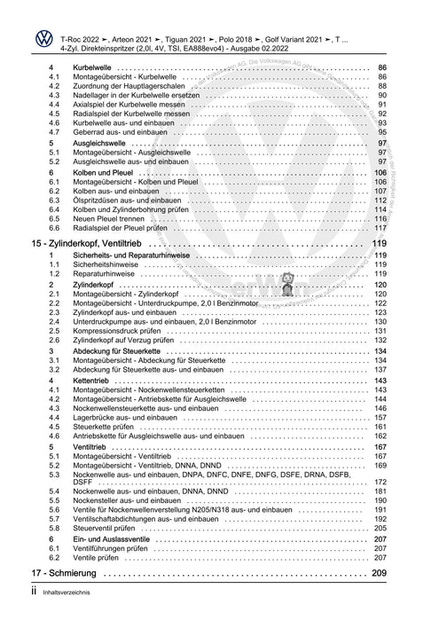 Golf VIII (2020+)+Golf-Variant-Sportsvan Reparaturanleitung 4-Zyl. Direkteinspritzer (2,0l, 4V, TSI, EA888evo4)