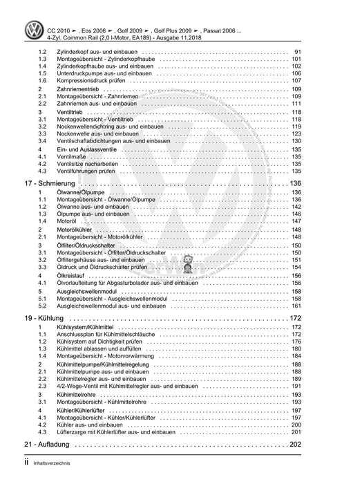 Passat CC (2009) Reparaturanleitung 4-Zyl. Common Rail (2,0 l-Motor, EA189)