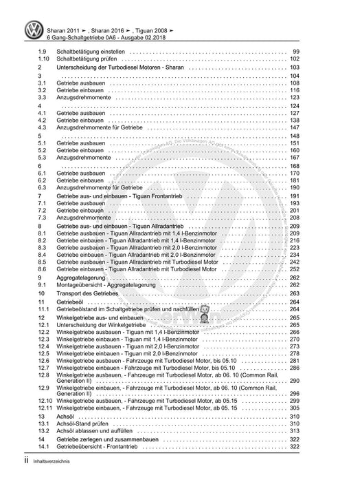 Sharan (2011+) Reparaturanleitung 6 Gang-Schaltgetriebe 0A6