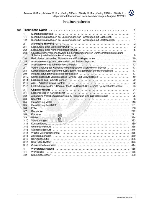 Crafter (2017+) Reparaturanleitung Allgemeine Informationen Lack, Nutzfahrzeuge