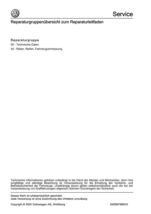 Phaeton (2001 - 2008) Reparaturanleitung Ratgeber Räder, Reifen