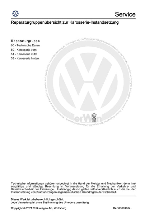 Crafter (2017+) Reparaturanleitung Karosserie-Instandsetzung