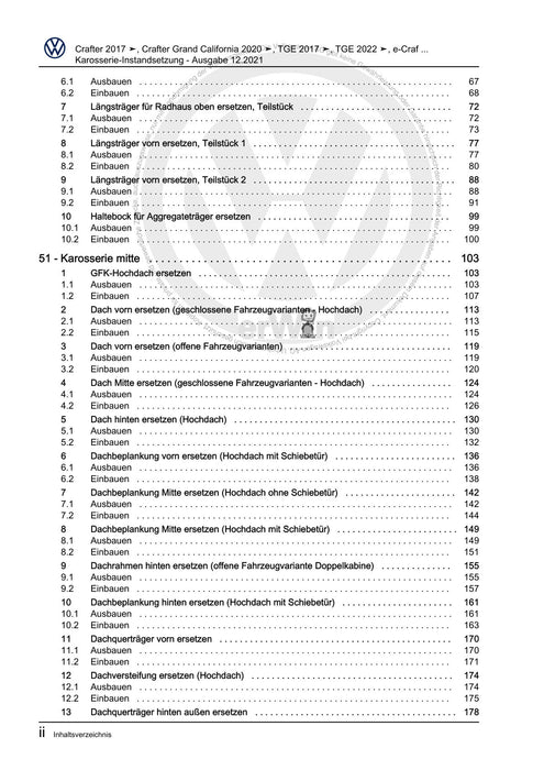 Crafter (2017+) Reparaturanleitung Karosserie-Instandsetzung