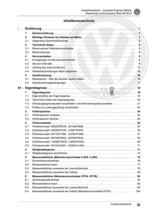 Industriemotoren - Industrial Engines (IM) Reparaturanleitung Dieselmotoren (2,0 l Common Rail) CJDA CJDD CPYA CPYB