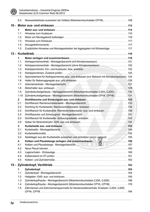 Industriemotoren - Industrial Engines (IM) Reparaturanleitung Dieselmotoren (2,0 l Common Rail) CJDA CJDD CPYA CPYB