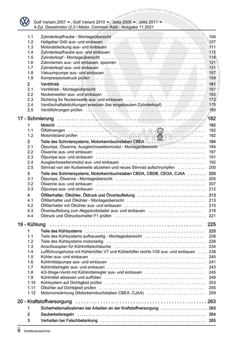 Golf VI (2009 - 2013) Golf-Plus-Cabriolet-Variant Reparaturanleitung 4-Zyl. Dieselmotor (2,0 l-Motor, Common Rail)