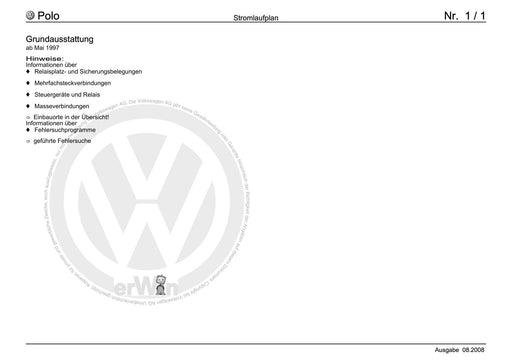 Polo (1995 - 2002) Polo Stromlaufplan Grundausstattung, ab Mai 1997