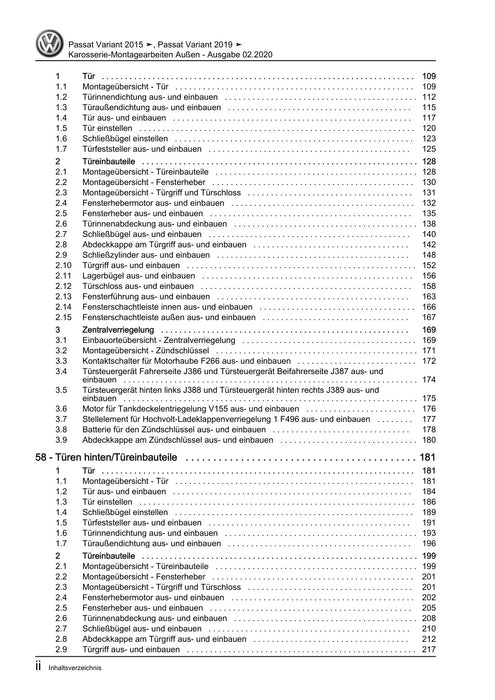Passat (2019+) Reparaturanleitung Karosserie-Montagearbeiten Außen