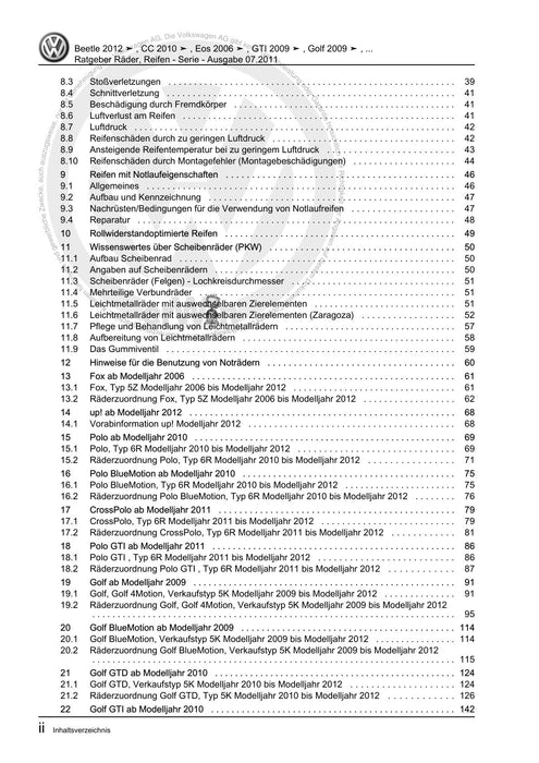 FOX (2004+) Reparaturanleitung Ratgeber Räder, Reifen - Serie